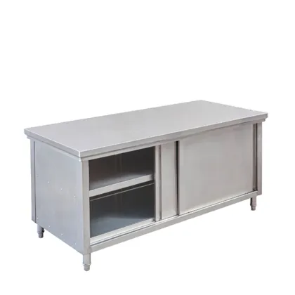 Custom Stainless Steel Sliding Doors for Kitchen Work Cabinets