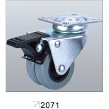 Nylon Twin-wheel Caster with PP Core, Plain Bearing; PU Twin-wheel