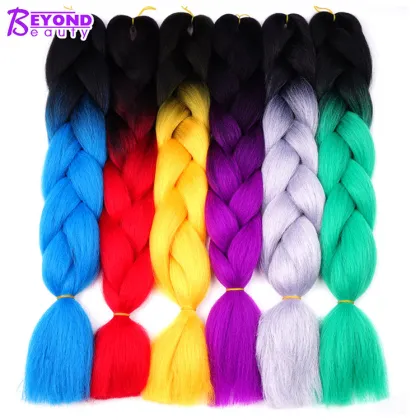 ombre braiding hair synthetic fiber jumbo box braids rainbow crochet braiding hair