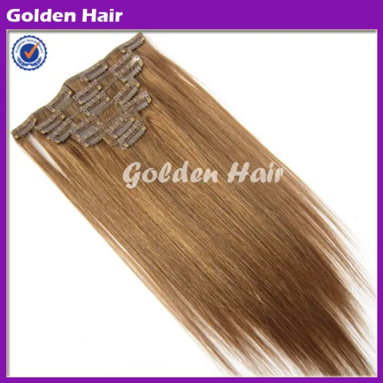 Unprocessed Natural Color Silky Straight Single Color Hair Extension Clip In