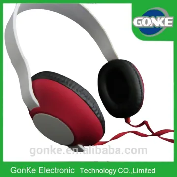 red & black mobile phone earphone flat cable headband headset 40mm speaker