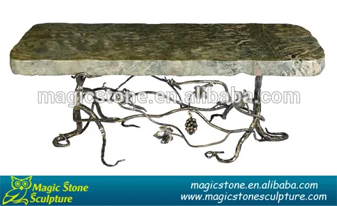 outdoor marble top cast iron garden bench