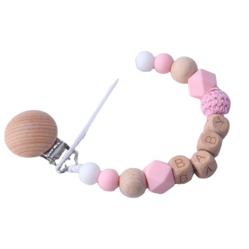 Amanon hot sale Crochet Bead Teething Ring Set organic wood teether for baby