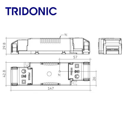 Tridonic LED Driver - Adjustable Current, Multiple Wattages Available