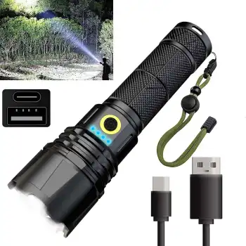 Super Bright White Lazer USB-C Long Range Waterproof Zoom Torch Light: A Powerful Tactical LED Flashlight That is Rechargeable