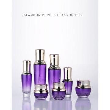 Skin care bottle set of purple glass bottle