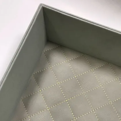 Gray Ostrich Leather Gift Packaging Box For Sale