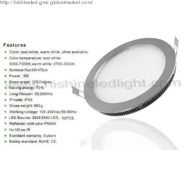 Round led flat panel  for supermarket