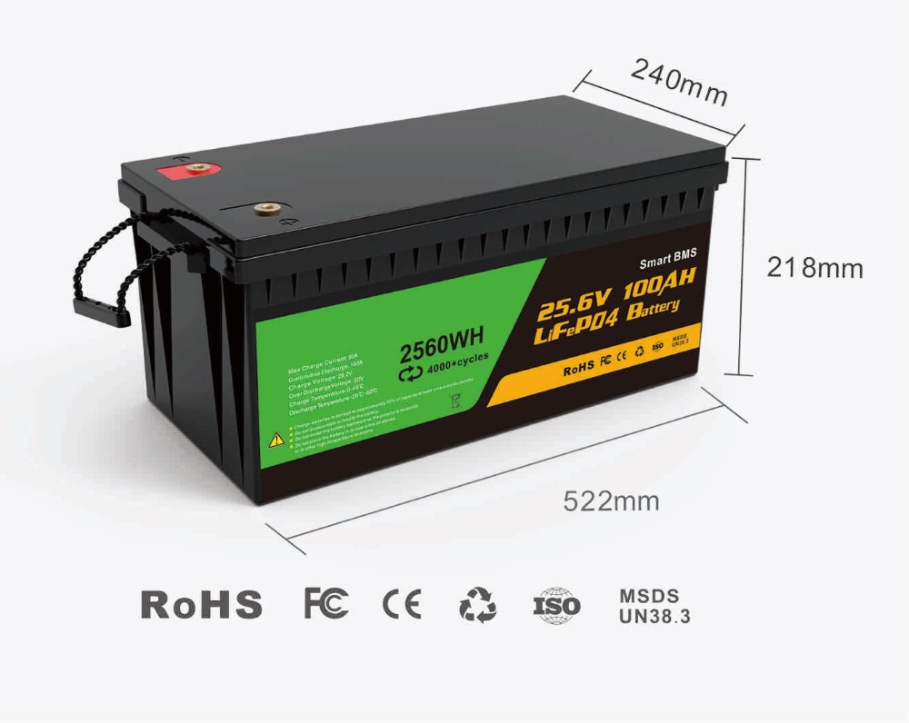 25.6V 100Ah lithium storage deep cycle battery