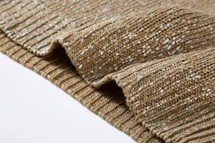 Women's Knitted Foil Print Crew-Neck Pullover