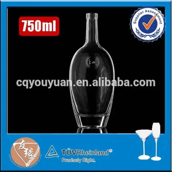 embossed shaped antique liquor bottles 700ml cork top sealing type