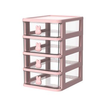 Translucent Drawer Style Small Rabbit Desktop Storage Sorting Box for Dormitory Cosmetics and Stationery