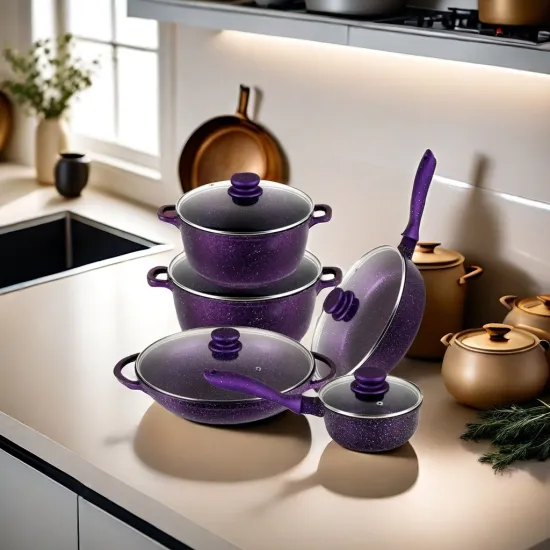 Custom Logo 10-Piece Die-Cast Aluminum Cookware Set: Non-Stick Soup Pots & Fry Pans