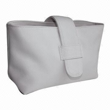 Cosmetic Bag, Made of PU, Zipper Closure with Flap Design