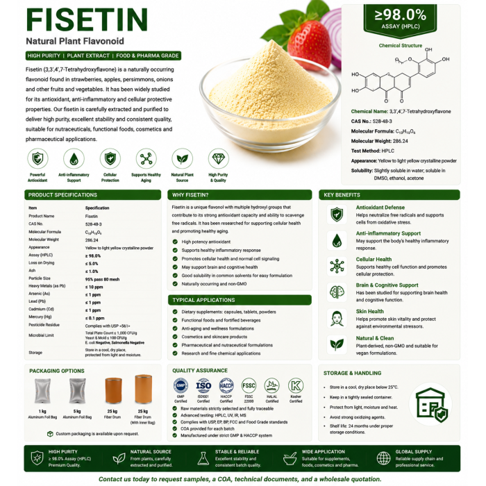 Polvo de extracto de flavonoide de fisetina