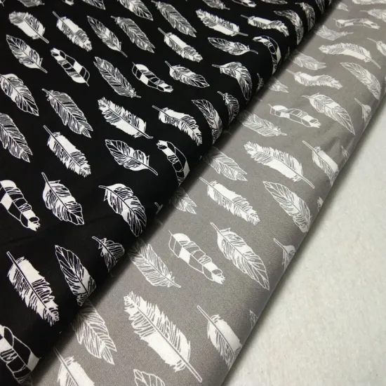 Brand New Grey Black White Feather Printed Cotton Fabric 50x105cm Fabric Patchwork for Cloth Dress Party Home Decoration