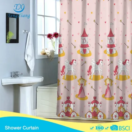 baby little pony gril polyester prited hookless shower curtain