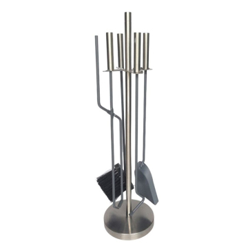 Stainless Steel 5 Piece Fire Place Stand Fire Pit Companion Accessories Tool Kit Fireplace set