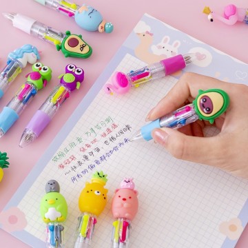 Kawaii Horse Animal Avocado Retractable Pen - Cute Cartoon 4 Color Mini Ballpoint Stationery Gift
