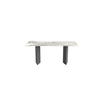 Luxe wit marmeren tafelblad met houten voetstuk