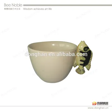 Handmade High Quality Best Selling Promotional wholesale Dolomite ceramic fish mug with low price