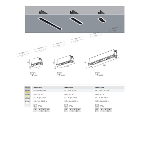 Embedded Grille Lamp Recessed Spotlight 3w 6w 12w