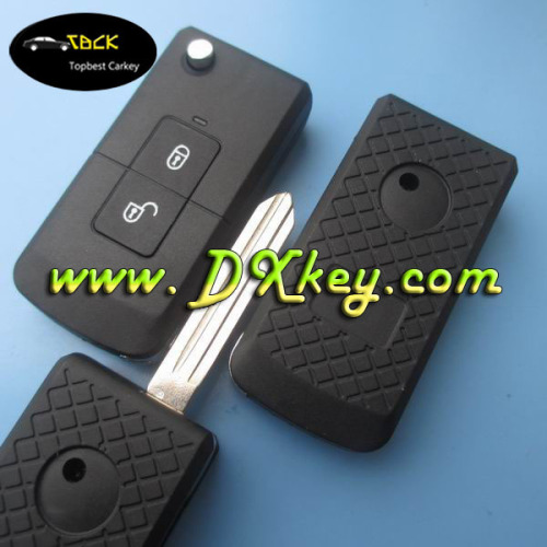 2 button flip car key shell with HYN14R key blade for Hyundai SANTAFE smart key hyundai santafe key with battery holder