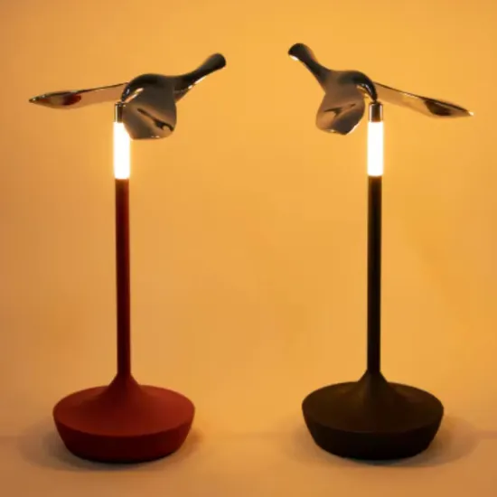 Portable LED Night Light: Cordless Table Lamp with Desktop Birds Design for Stress Relief