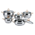 Stainless steel apple-shaped casserole with oval handle set