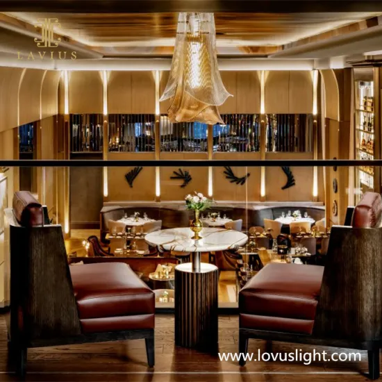 Golden morning glory shape chandelier Retro cafe restaurant chandelier Project custom chandelier