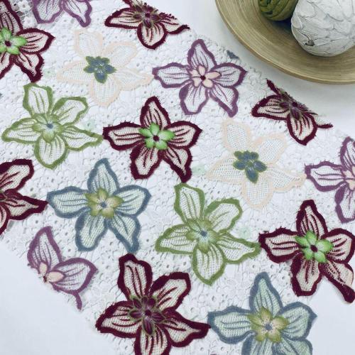 Gorgeous Printed  Flowers Chemical Lace Embroidery Fabric