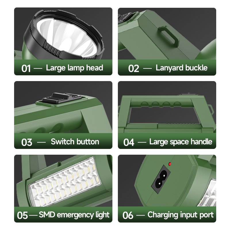 Portable LED Rechargeable Searchlight with SMD Side Light