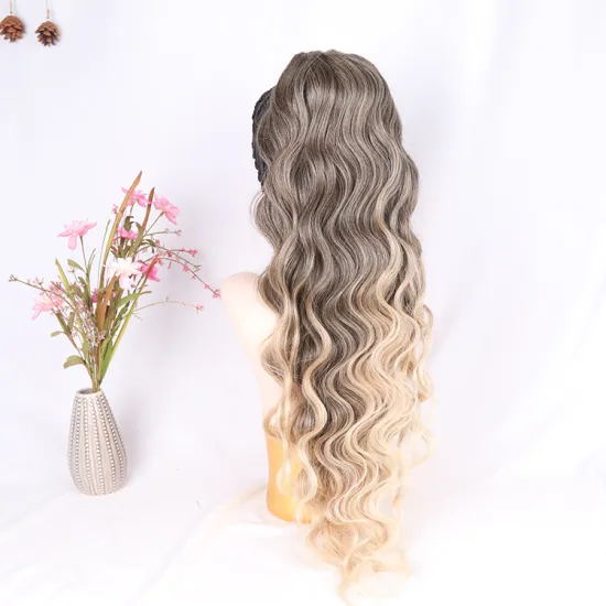 Long Ponytail Yaki Kinky Curly Wrap  For Black Women Straight Synthetic Drawstring Ponytail Hair Extensions