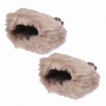 Universal Fashion Women Winter Half Finger Knit Wool Fur Faux Cony Hair Gloves (Khaki)