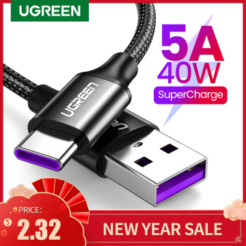 Ugreen 5A USB Type C Cable for Huawei P40 Pro Mate 30 P30 Pro Supercharge 40W Fast Charging USB-C Charger Cable for Phone Cord