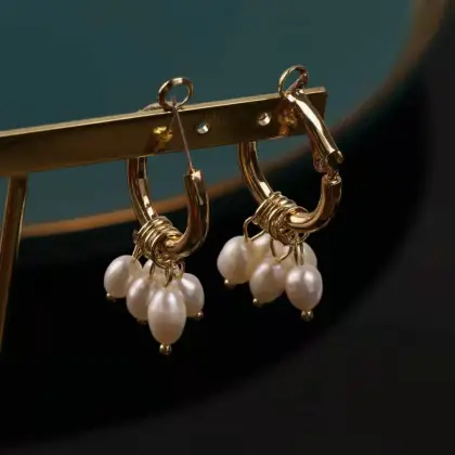 Pearl Drops, Pearl and Gold Pearl Hoop Earrings: Stylish Jewelry Collection