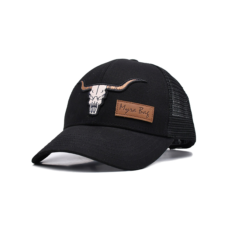 Black Mesh Trucker Hat with Embroidered