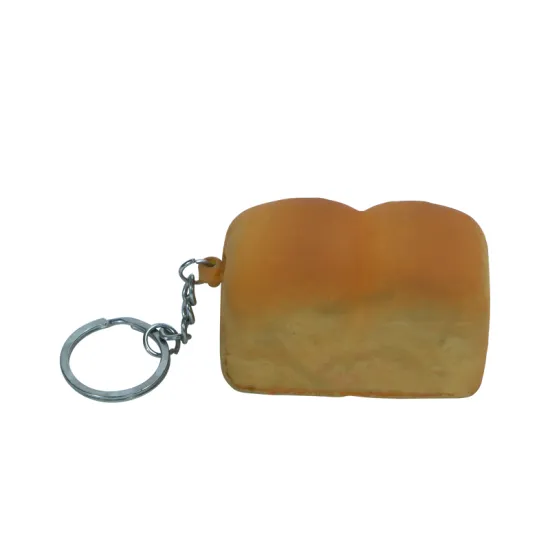 Anti-Stress Relief Fidget Bread Shaped PU Foam Slow Rising Toy Keychain for Kids