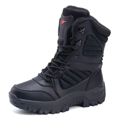 Wholesale Men's Outdoor Snow Boots: Winter Plush Lined, Windproof Cotton Boots for Middle Calf Walking