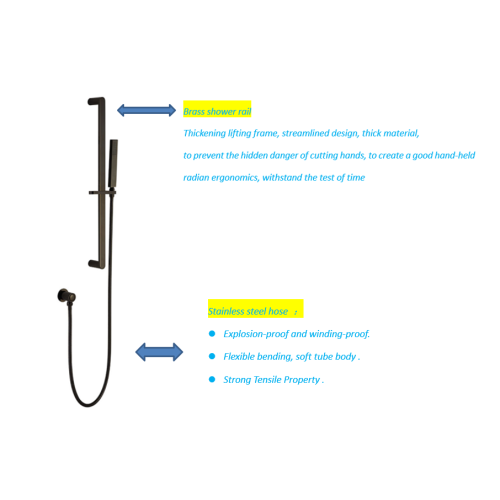 Gun Metal Shower Rail &amp; Hand Shower Set