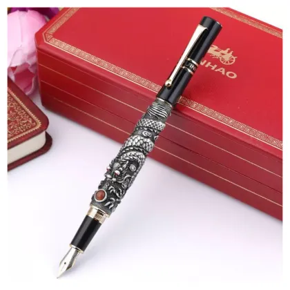 Dragon Metal Fountain Pen with Gold Nib