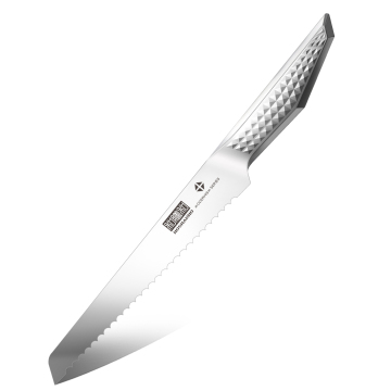 Con dao bánh mì bằng thép không gỉ 8 inch với lưỡi dao cạo, tay cầm gỗ công thái học cân bằng và hộp quà tặng