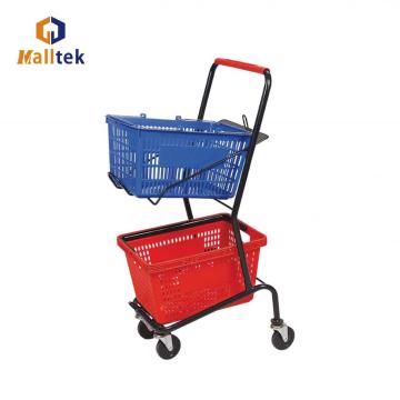 Högkvalitativ 2 Basket Supermarket Shopping Trolley