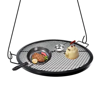 Outdoor Heavy Duty Fire Pit: Round Grill and BBQ Cooking Grate