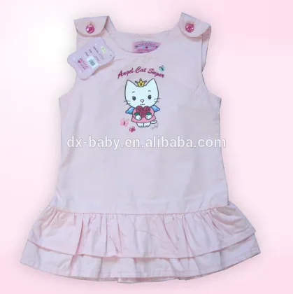 Fashion girl dress Angel cat print girls dresses 2016