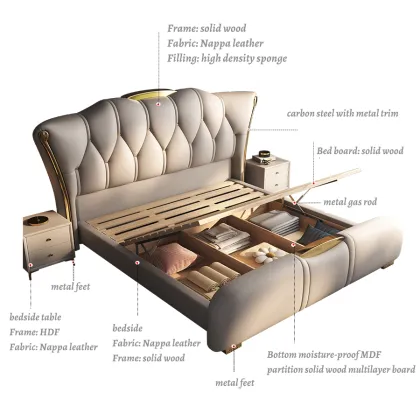 Bedroom Queen Bed Italian Modern Wedding bed