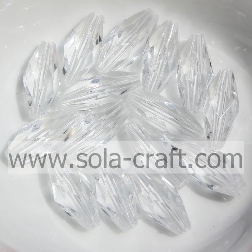 Hochwertige facettierte Diamant Ellipse Bicone Clear Acryl Perlen