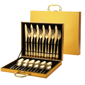 Classic 24-Piece Gold Stainless Steel Cutlery Set: Perfect Wedding, Party, or Gift Item