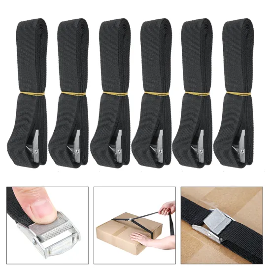 6pcs 8-foot 250x2.5cm Cargo Luggage Lashing Strap Ratchet Leather Strap Cam Buckle For Car SUV Truck Accessories Tool