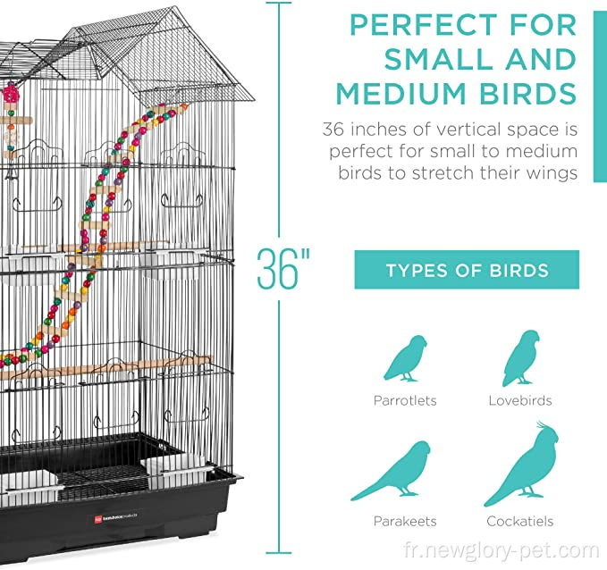 Cage d&#39;oiseaux en fer intérieure de 36 pouces / extérieure